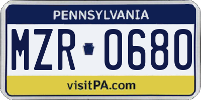 PA license plate MZR0680