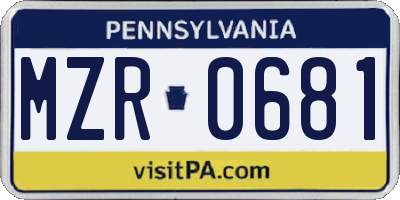 PA license plate MZR0681
