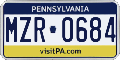 PA license plate MZR0684