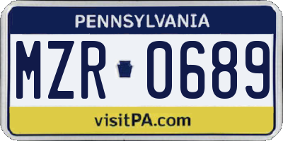 PA license plate MZR0689