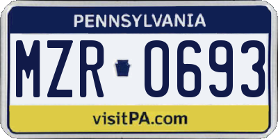 PA license plate MZR0693