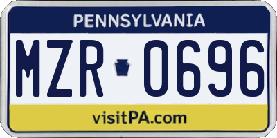 PA license plate MZR0696