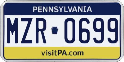 PA license plate MZR0699