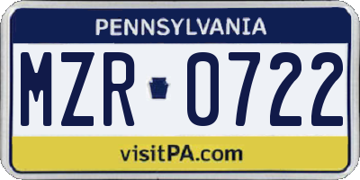 PA license plate MZR0722