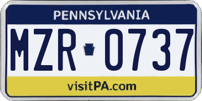 PA license plate MZR0737