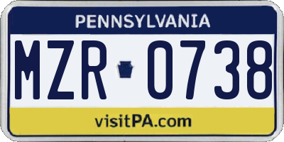 PA license plate MZR0738