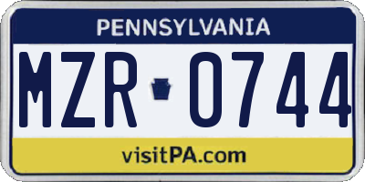 PA license plate MZR0744