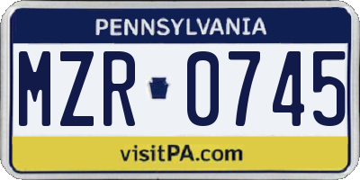 PA license plate MZR0745