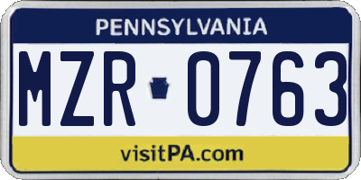 PA license plate MZR0763