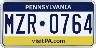 PA license plate MZR0764