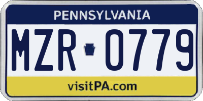 PA license plate MZR0779