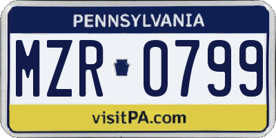 PA license plate MZR0799