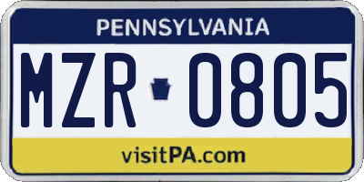 PA license plate MZR0805