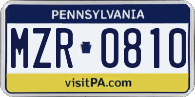 PA license plate MZR0810
