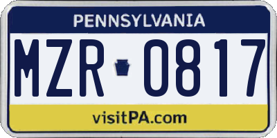 PA license plate MZR0817