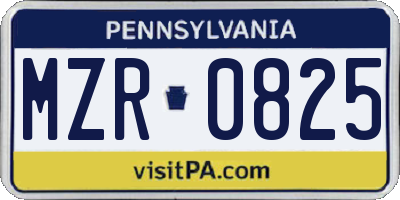PA license plate MZR0825
