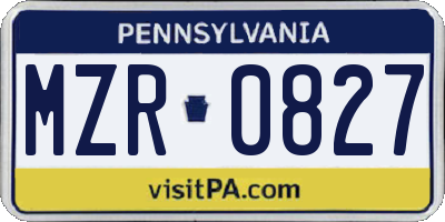PA license plate MZR0827