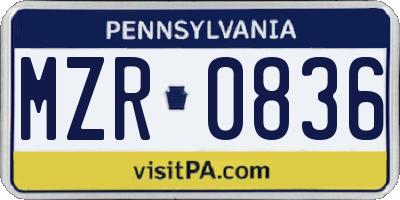 PA license plate MZR0836