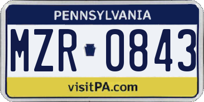 PA license plate MZR0843