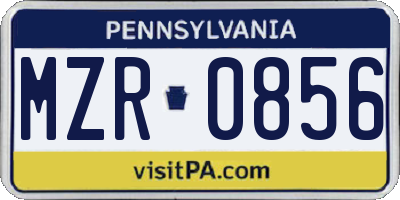 PA license plate MZR0856
