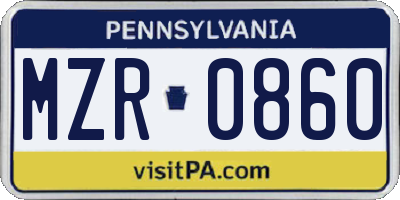 PA license plate MZR0860