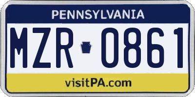 PA license plate MZR0861