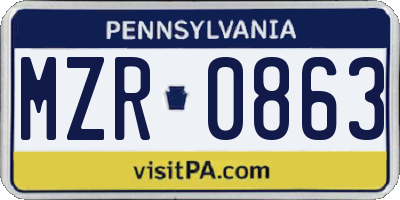 PA license plate MZR0863