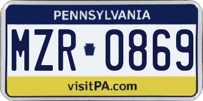 PA license plate MZR0869