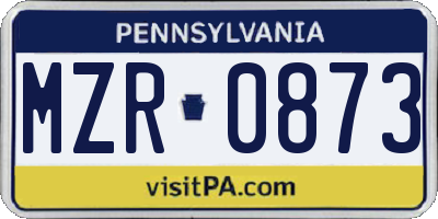 PA license plate MZR0873
