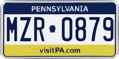 PA license plate MZR0879