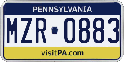 PA license plate MZR0883