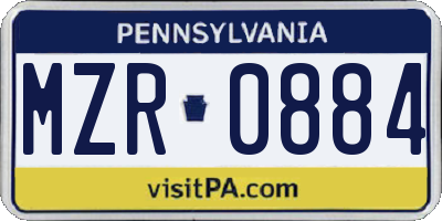 PA license plate MZR0884