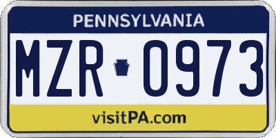 PA license plate MZR0973
