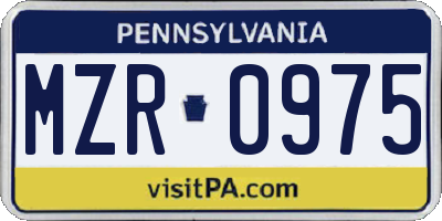 PA license plate MZR0975