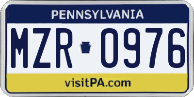 PA license plate MZR0976