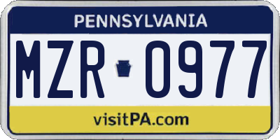 PA license plate MZR0977
