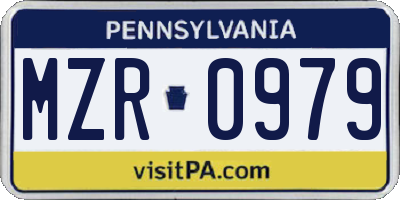 PA license plate MZR0979