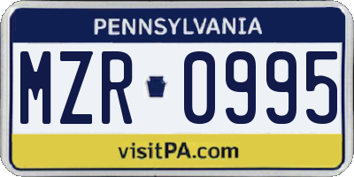 PA license plate MZR0995