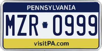 PA license plate MZR0999