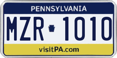 PA license plate MZR1010