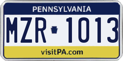 PA license plate MZR1013