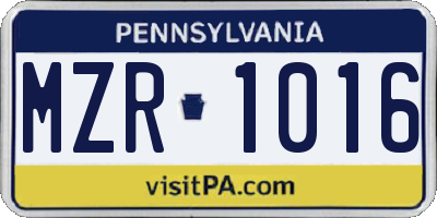 PA license plate MZR1016
