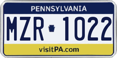PA license plate MZR1022