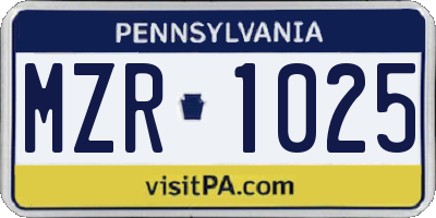 PA license plate MZR1025