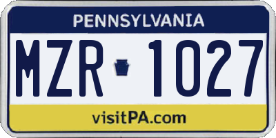 PA license plate MZR1027