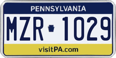 PA license plate MZR1029