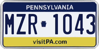 PA license plate MZR1043