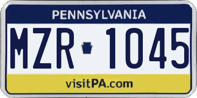 PA license plate MZR1045