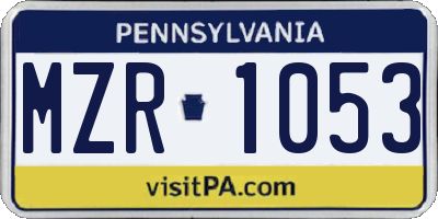 PA license plate MZR1053
