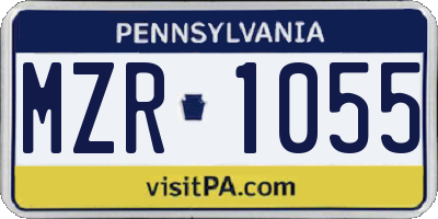 PA license plate MZR1055